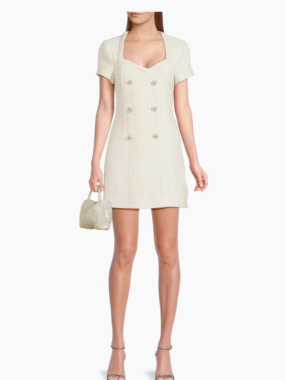 Likely Cream Textured Double-Breasted Mini Dress